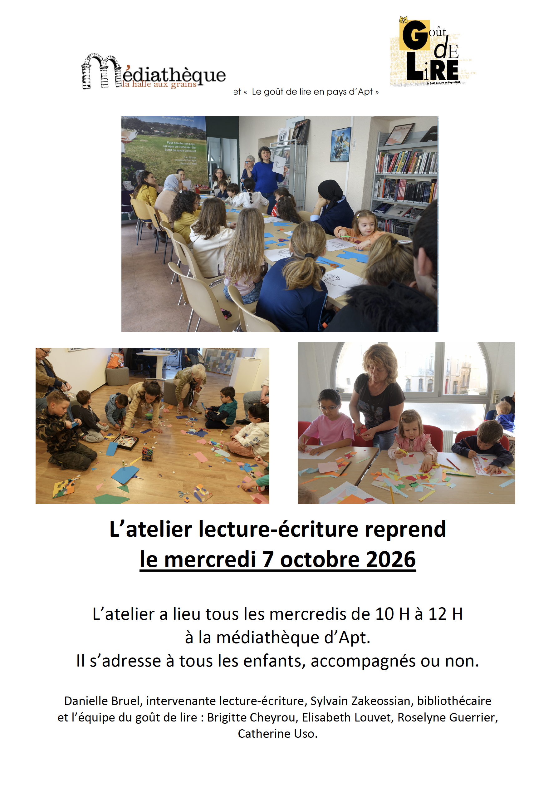 Atelier lecture �criture � la m�diath�que d'APT -