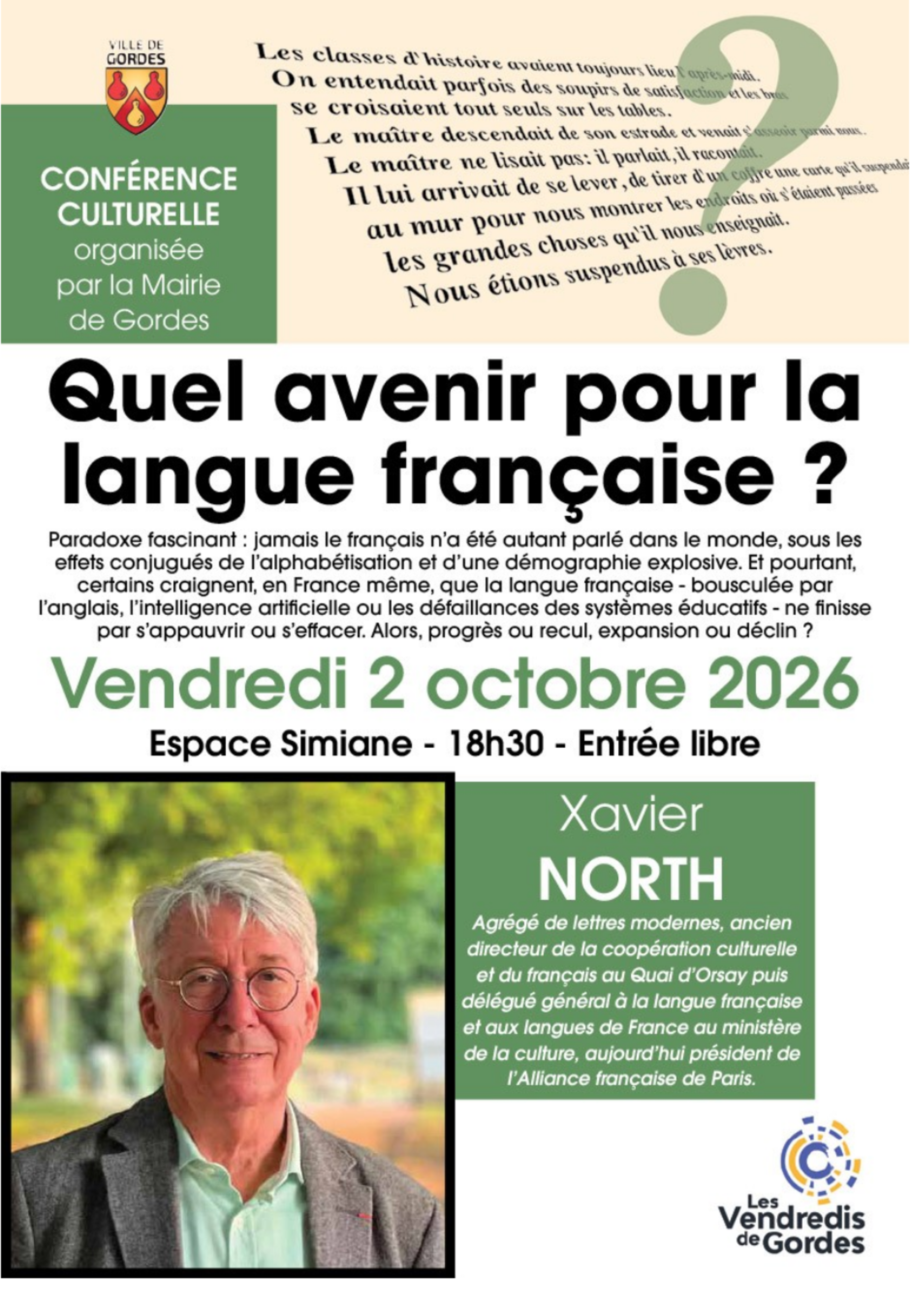 Conf�rence - Quel avenir pour la langue fran�aise par Xavier North
