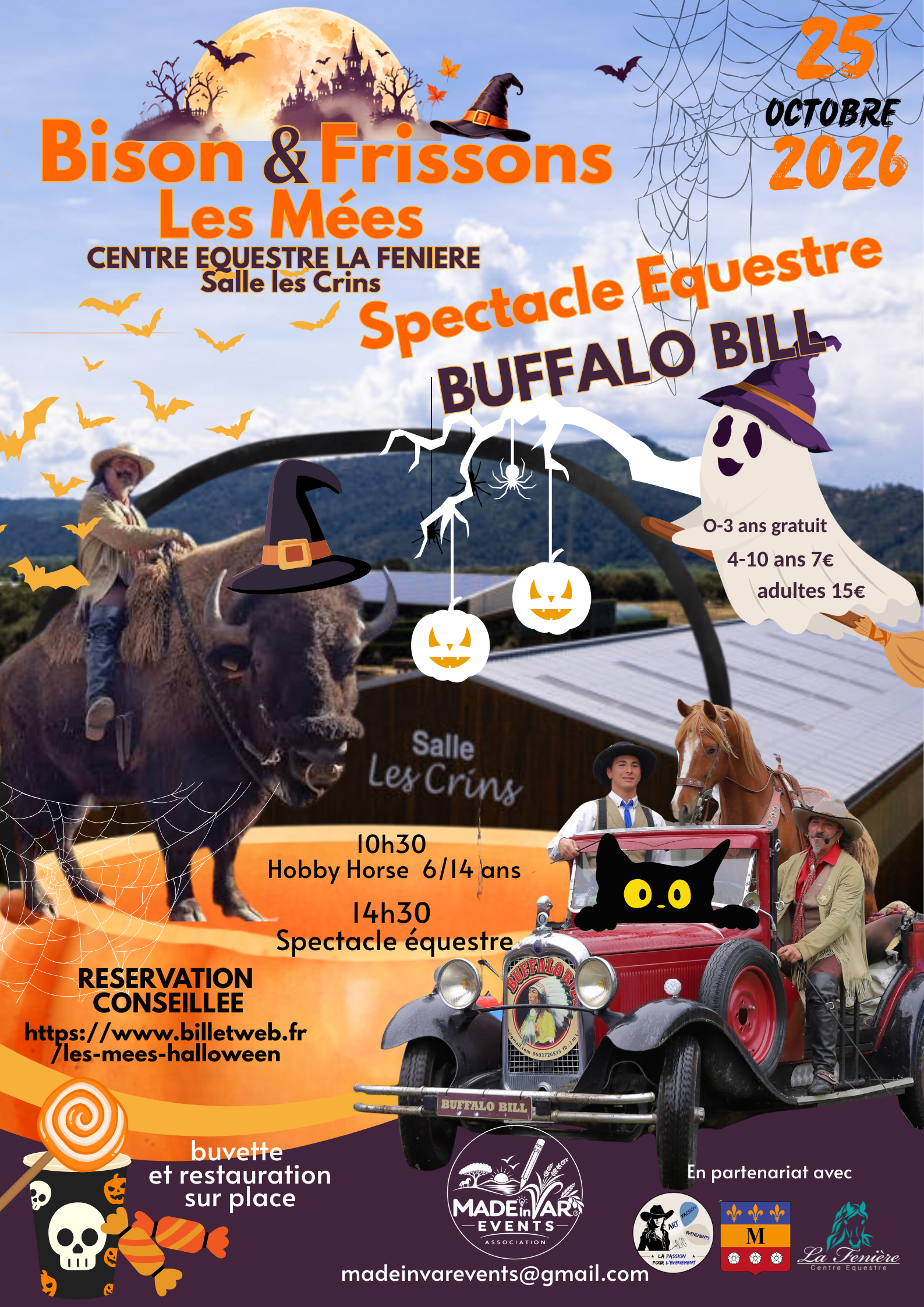 Spectacle �questre : Buffalo Bill, Bison et frissons Les M�es