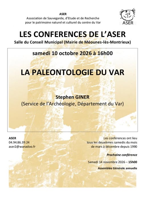 Conf�rence : la pal�ontologie du Var | les conf�rences de l'ASER