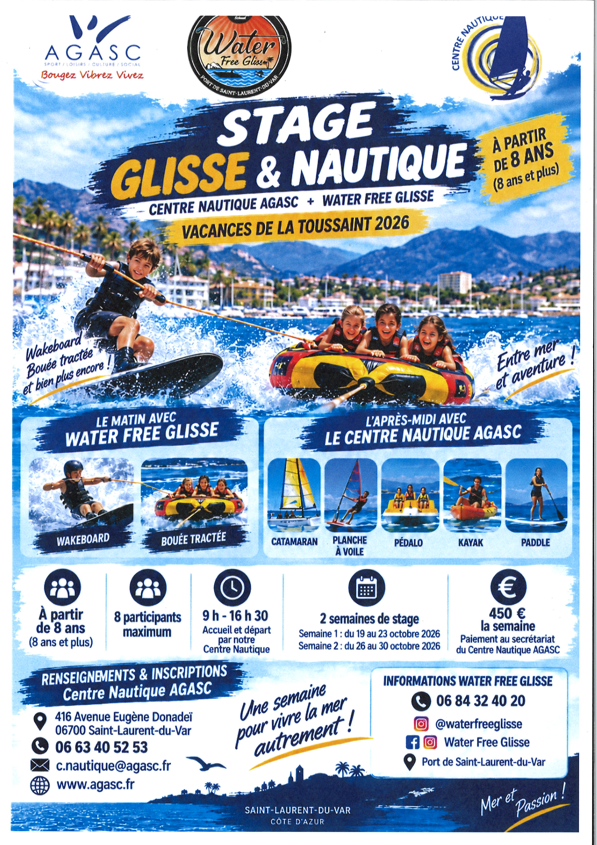 centre nautique agasc - vacances de la toussaint 2026