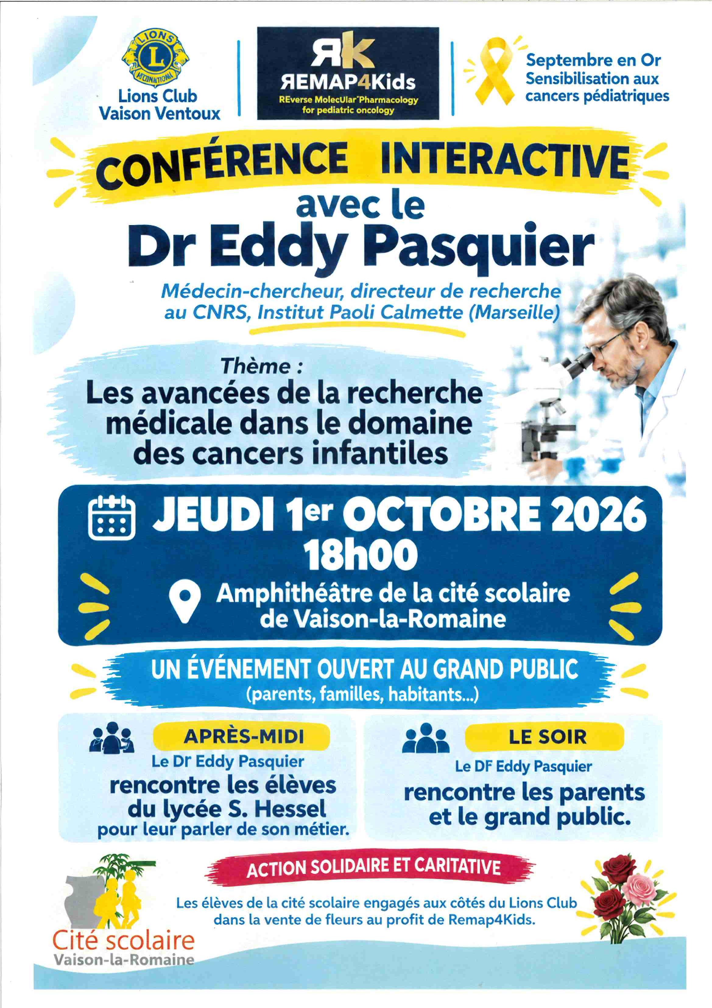 Conf�rence interactive avec le Dr Eddy Pasquier - Lions Club Vaison Ventoux