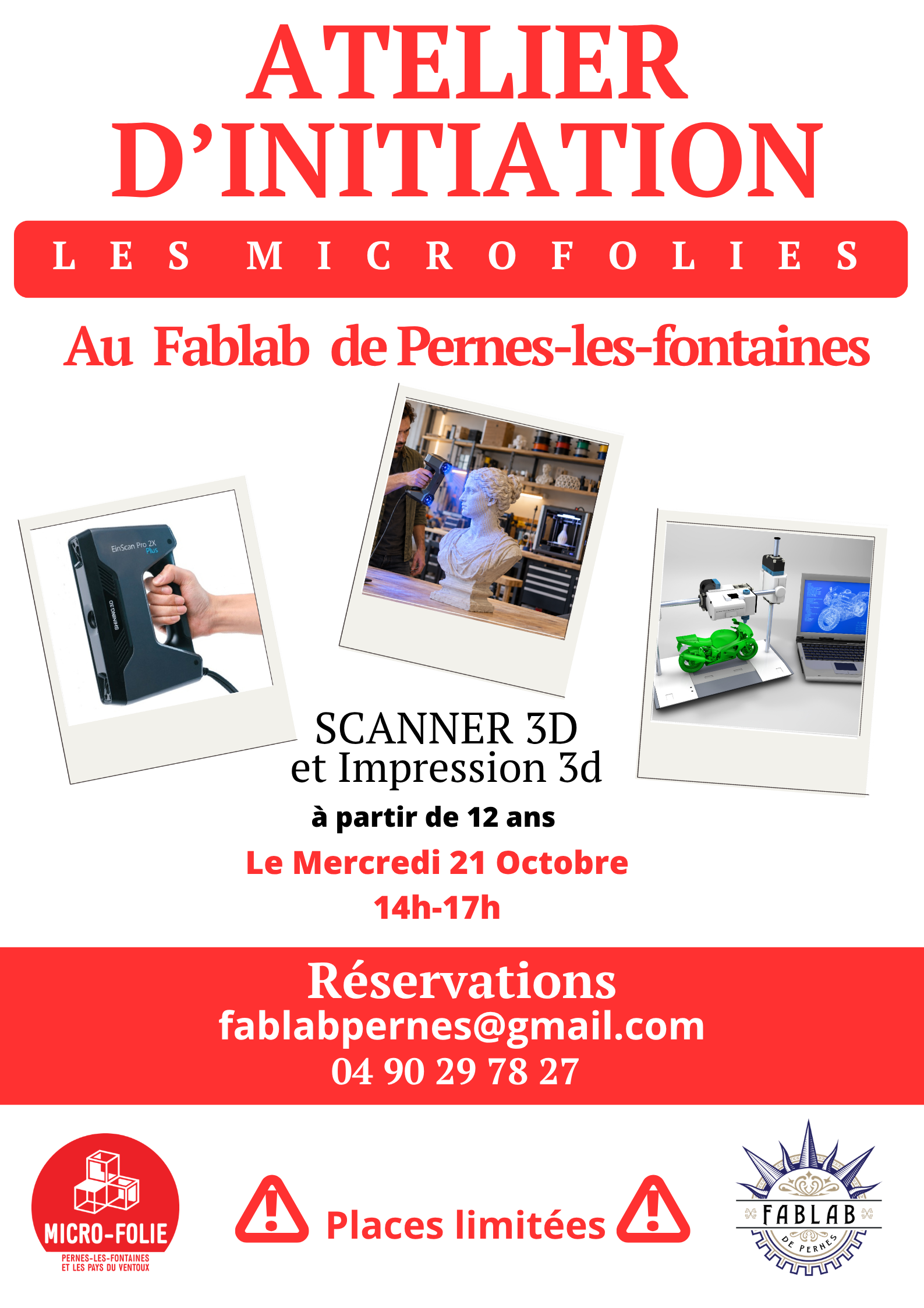 Atelier d'initiation scanner 3D et impression 3D