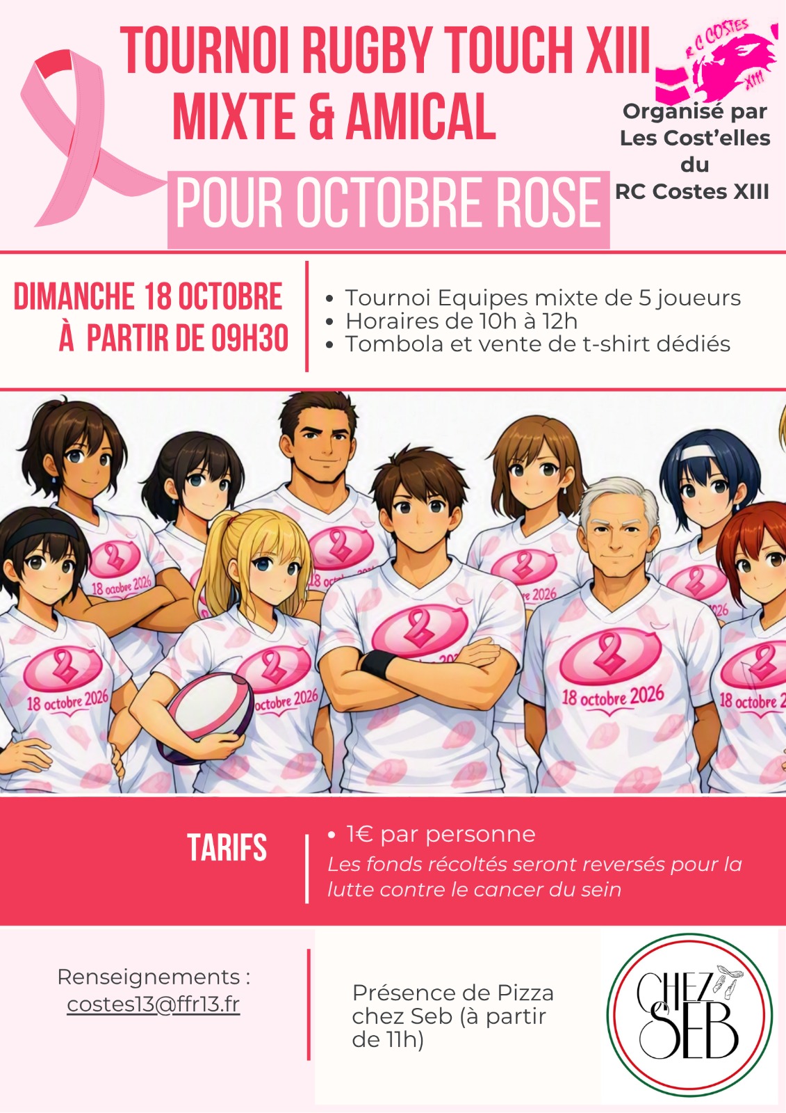 Octobre rose : Tournoi de rubgy touch XIII mixte et amical