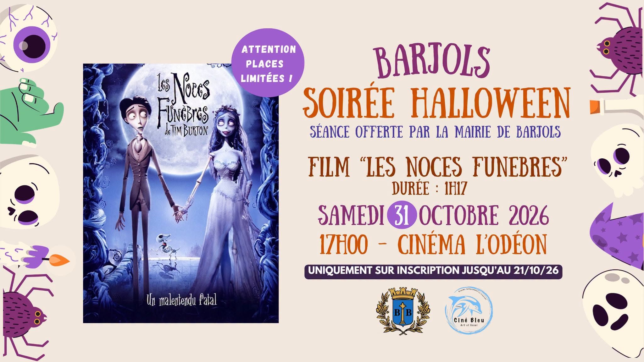 Projection cin�ma : Les noces fun�bres (inscriptions avant le 21/10) | Soir�e Halloween