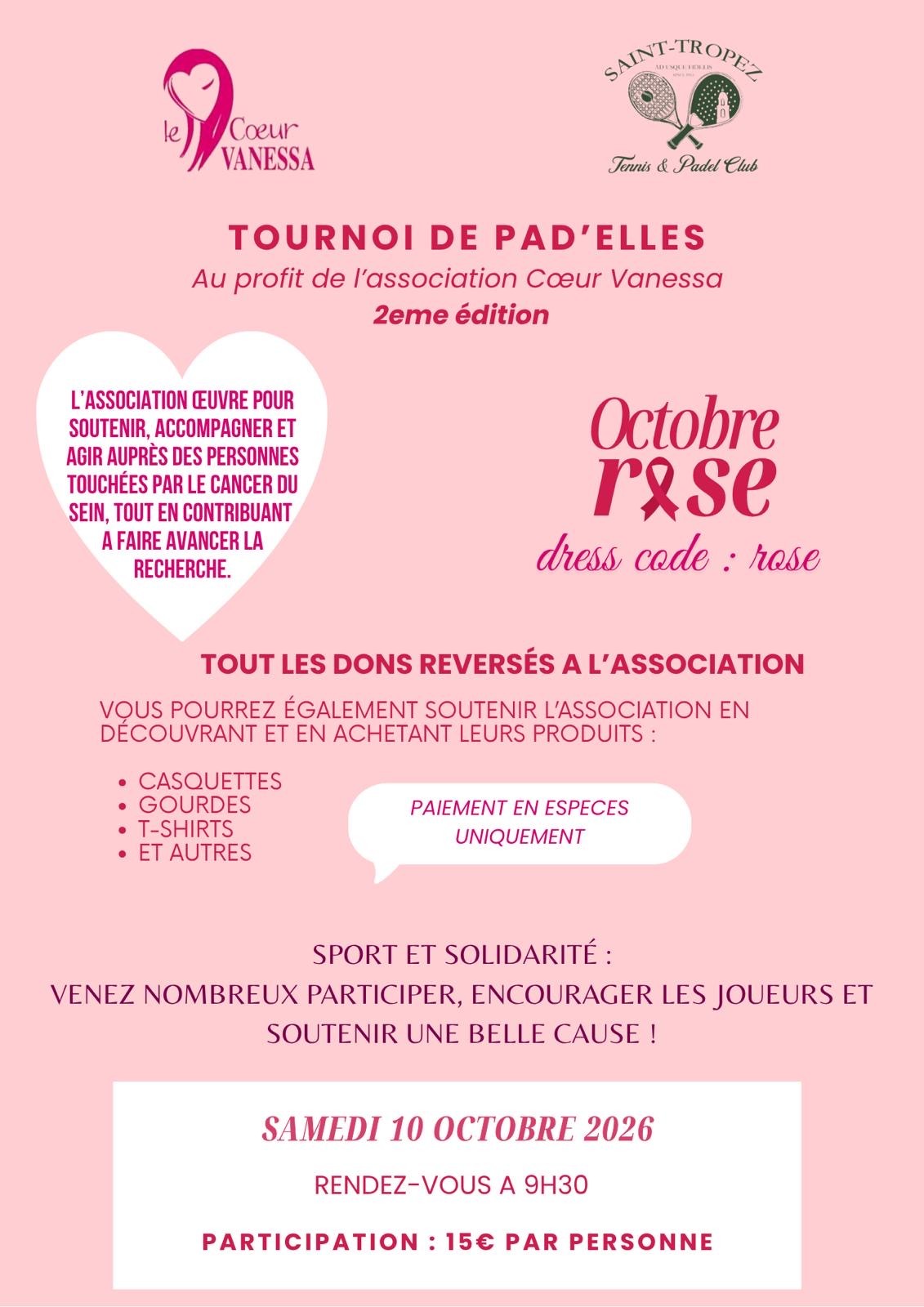 Tournoi de padel - Au profit de l'association C�ur Vanessa