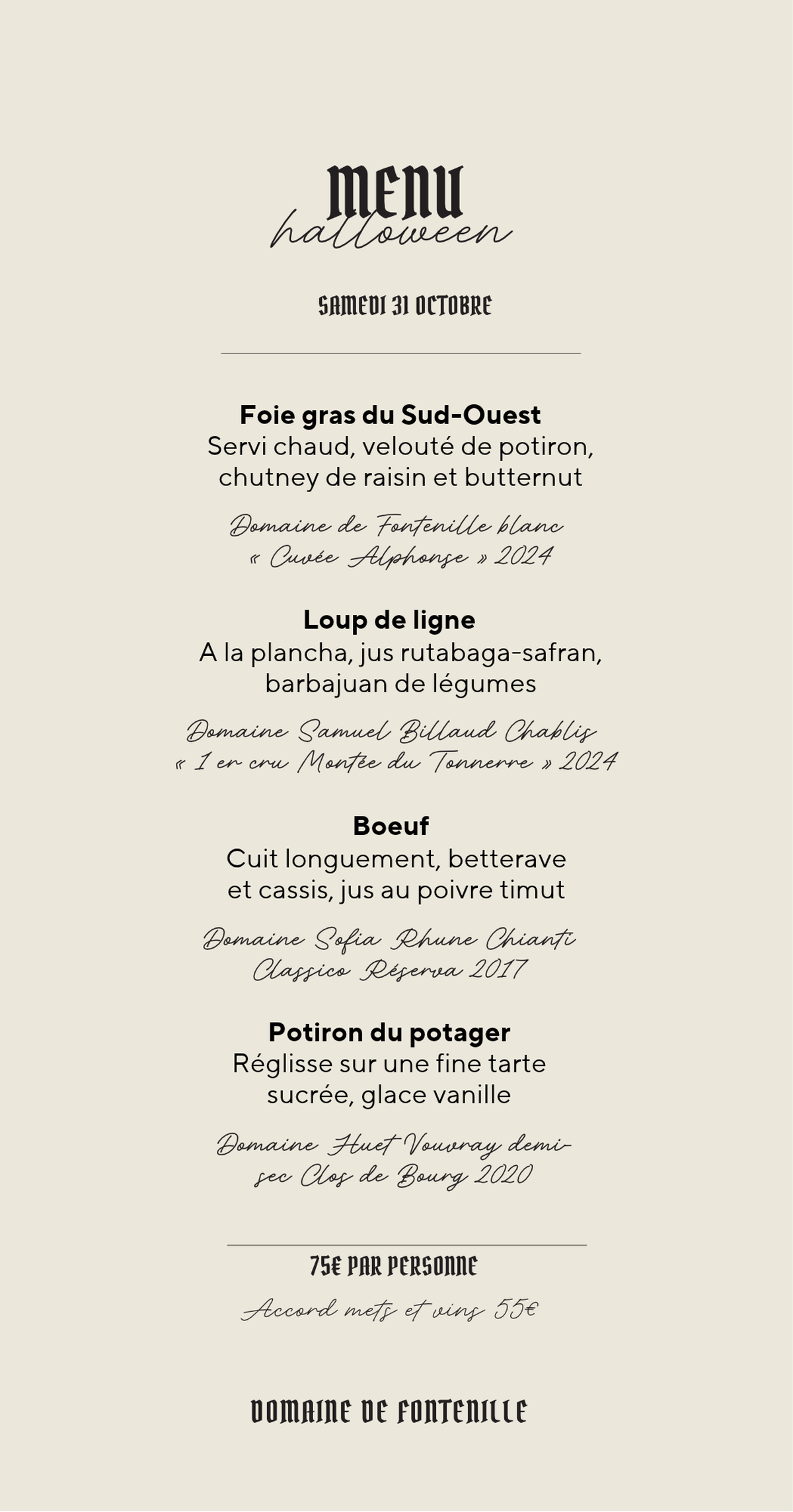 D�ner Halloween au Domaine de Fontenille