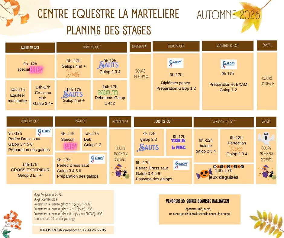 Stages d'automne - Centre �questre la Marteli�re
