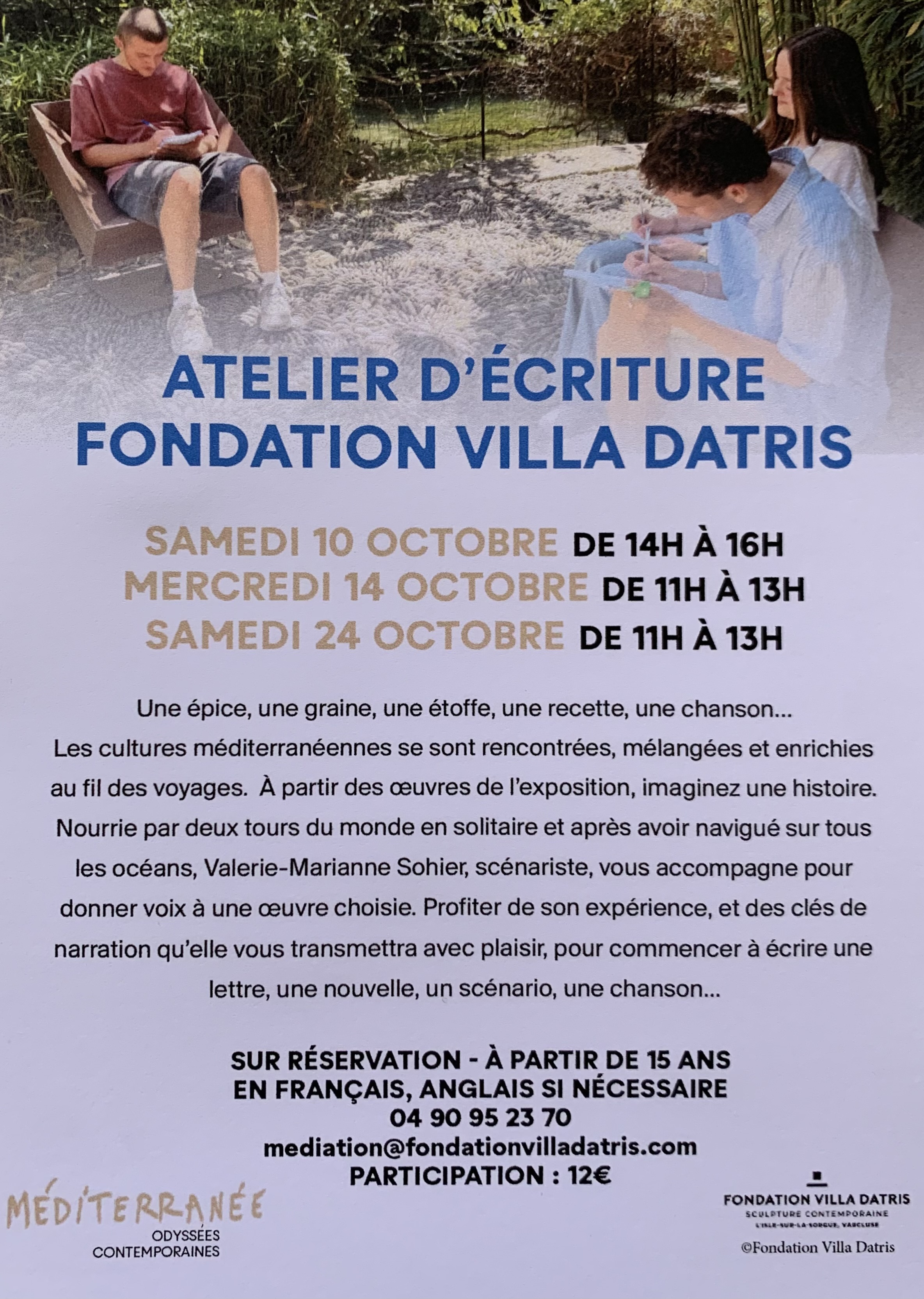 ATELIER D��CRITURE FONDATION VILLA DATRIS