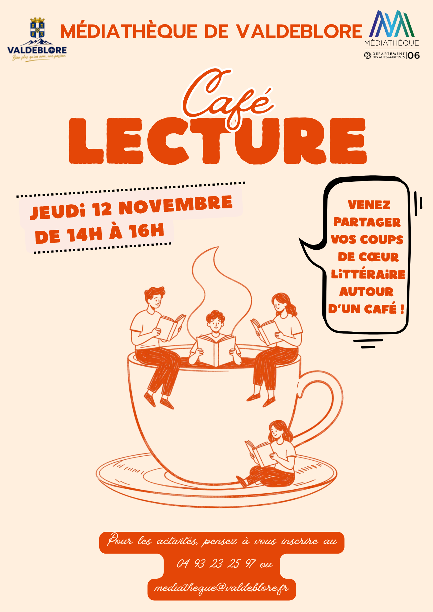Caf� lecture  � la M�diath�que de Valdeblore