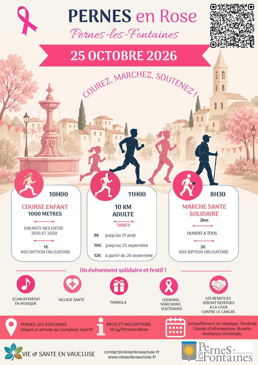 Courez, marchez, soutenez Pernes en Rose