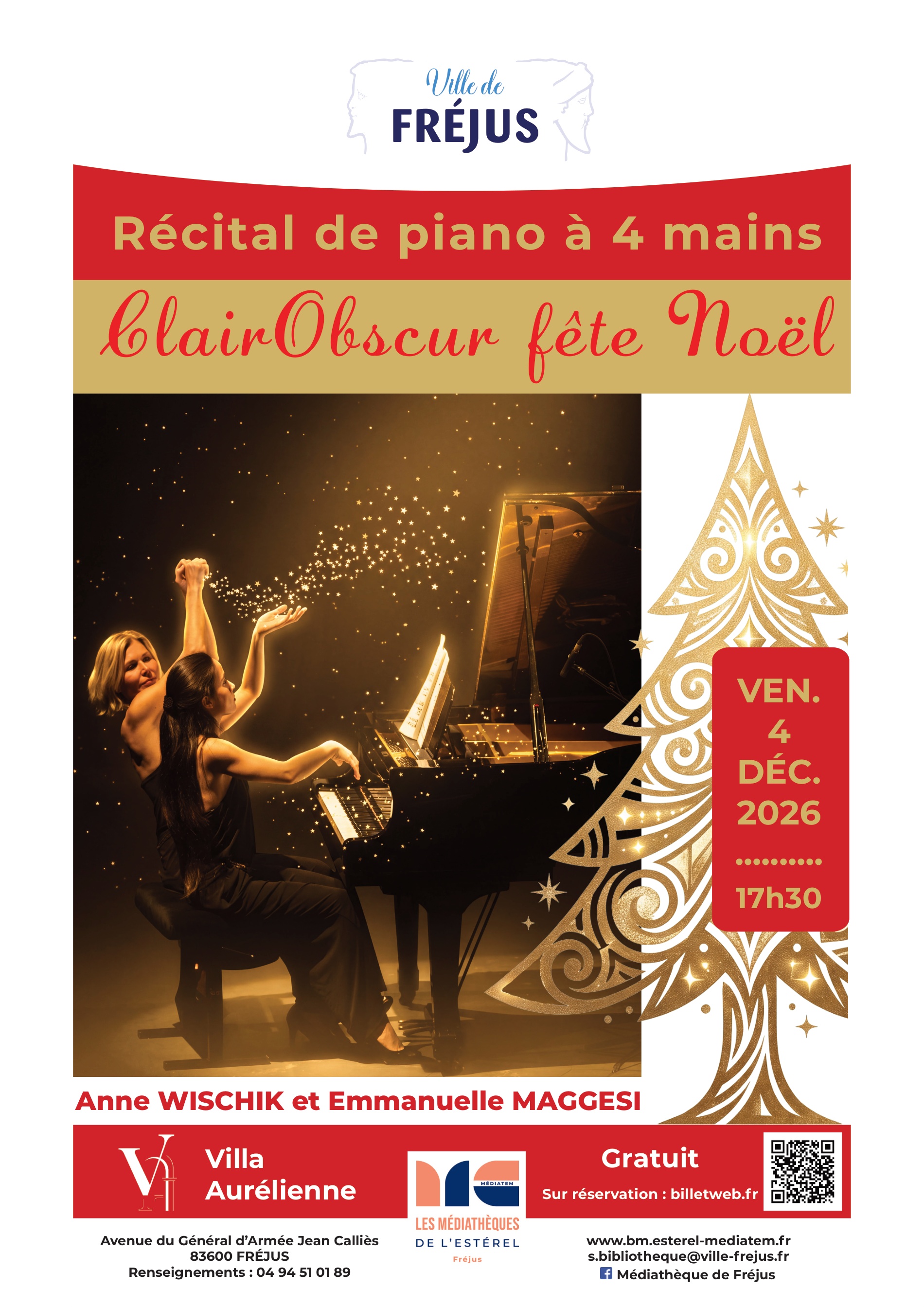 R�cital de piano � 4 mains : ClairObscur f�te No�l