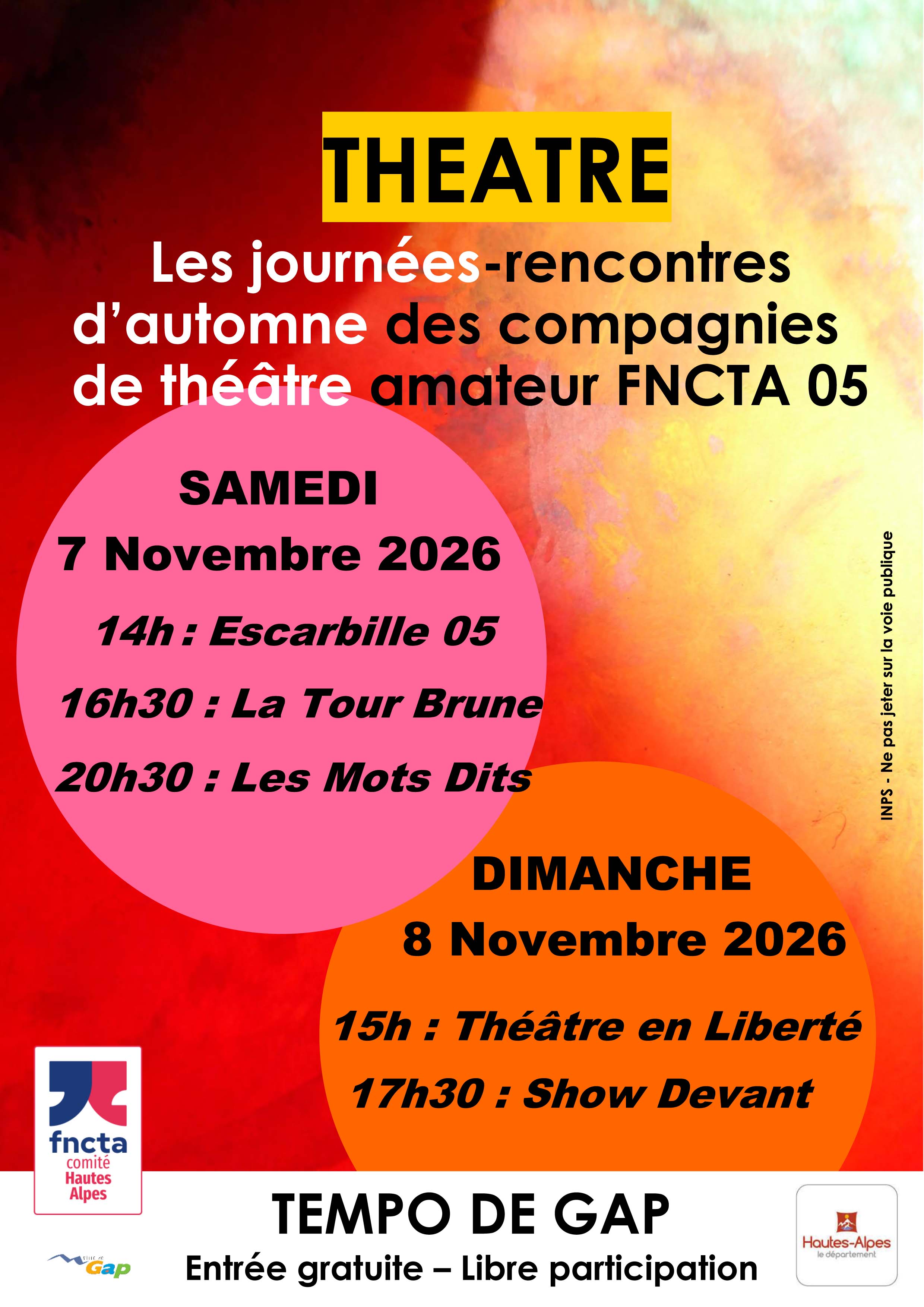 Journ�es-rencontres d'automne des compagnies de th��tre amateur FNCTA des Hautes-Alpes