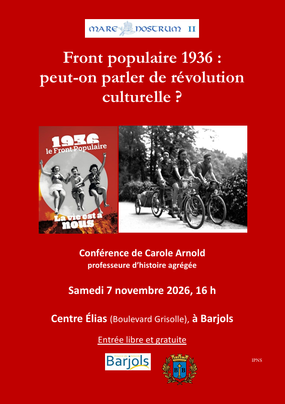 Conf�rence : Front populaire 1936, peut on parler de r�volution culturelle ?