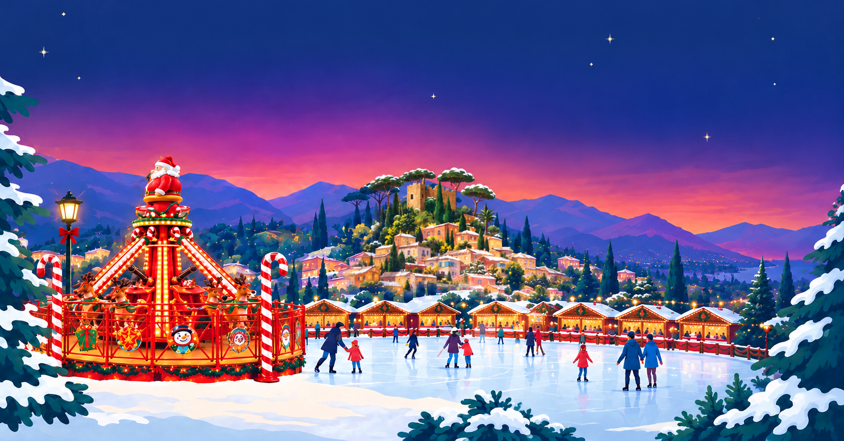 No�l dans le village pr�f�r� des Fran�ais : patinoire, man�ge et chalets gourmands