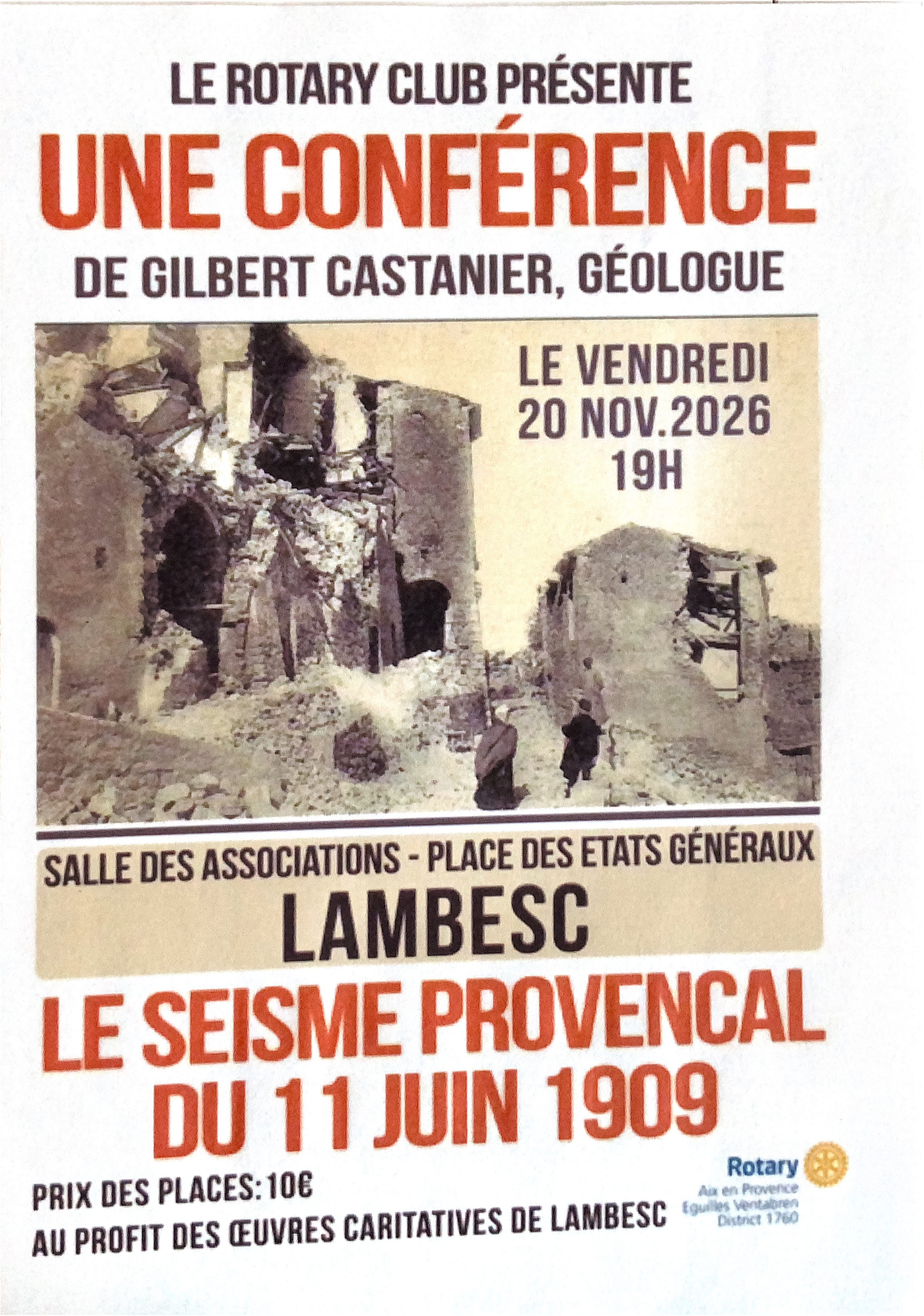 Conf�rence sur le s�isme proven�al de juin 1909