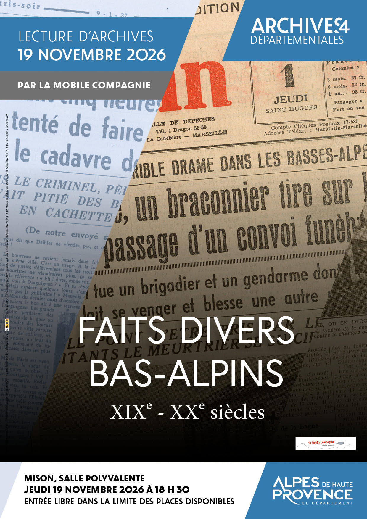 Lecture d'archives : Faits divers bas-alpin (XIXe-XXe si�cles)