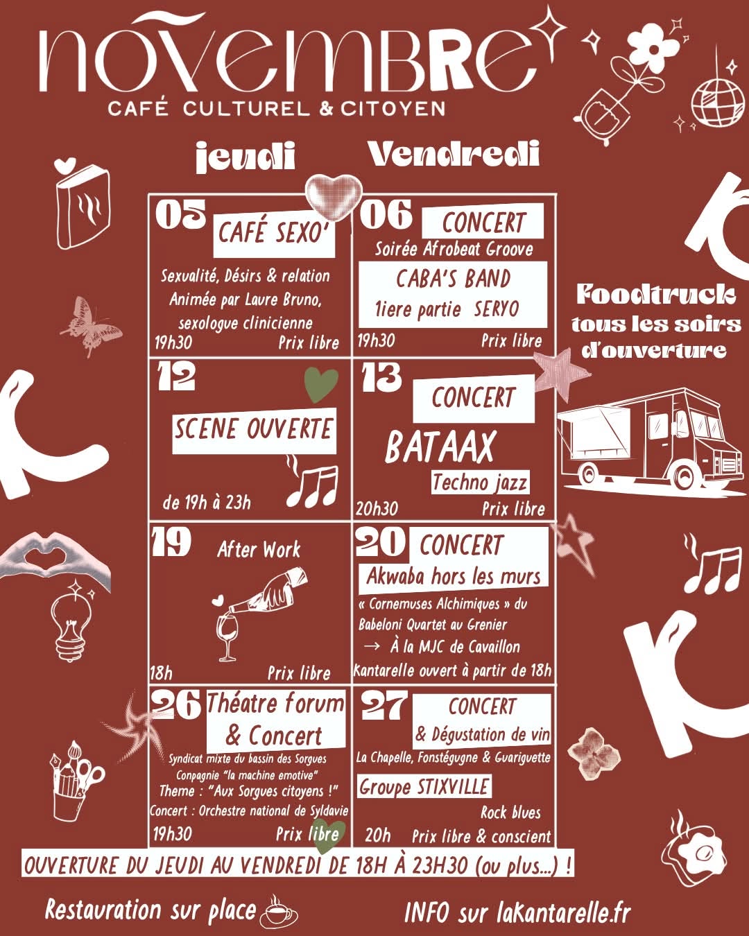 La Kantarelle - Programmation du mois de novembre