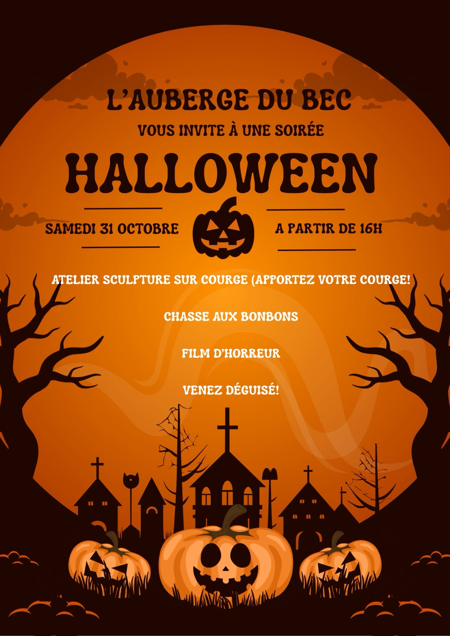 Soir�e halloween � l'Auberge du bec